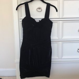Divided black mini dress